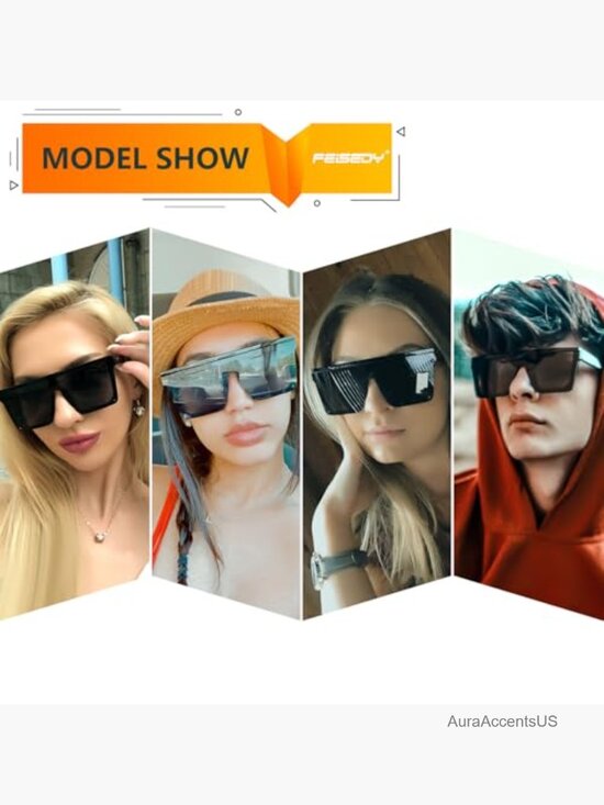 Oversized Flat Top Square Sunglasses UV400 Protection for Women Men main image 6